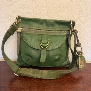 Vintage Fossil Sasha Leather Crossbody Bag Long Live Vintage Olive Green Charm